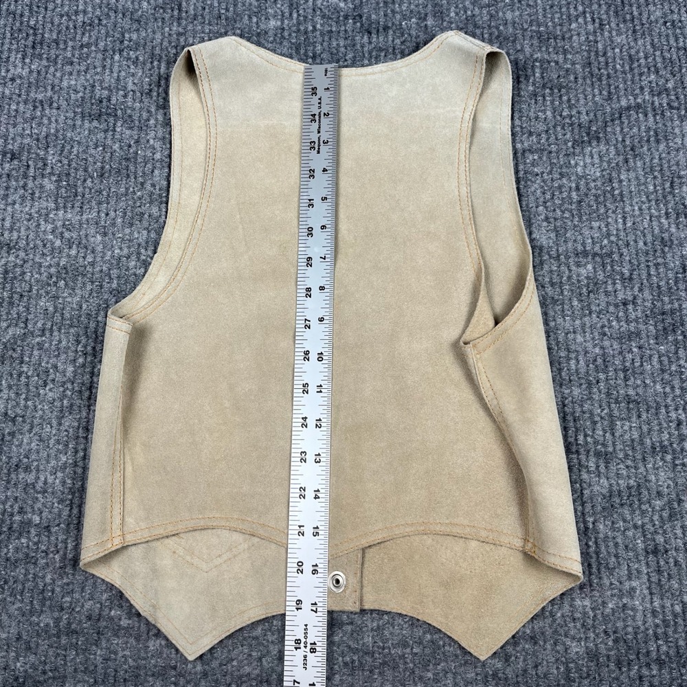 Vtg I. Magnin Vest Womens S Tan Suede Leather Metal Snap Western Boho Italy Made - Picture 6 of 6